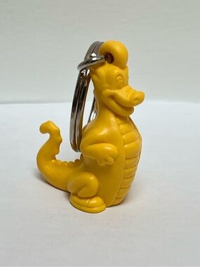 Vintage Tupperware Yellow Dragon Dinosaur Keychain